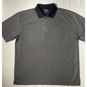 PGA Tour Mens Black & White Grid Polo Shirt XL Short Sleeve Performance